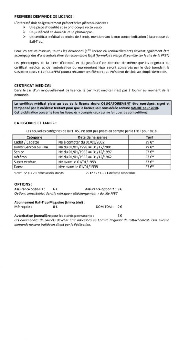 Licences 2018