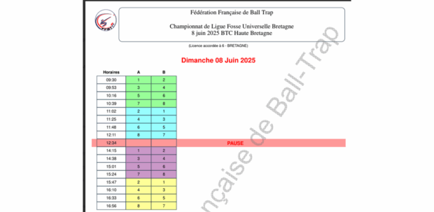 Horaires de tir